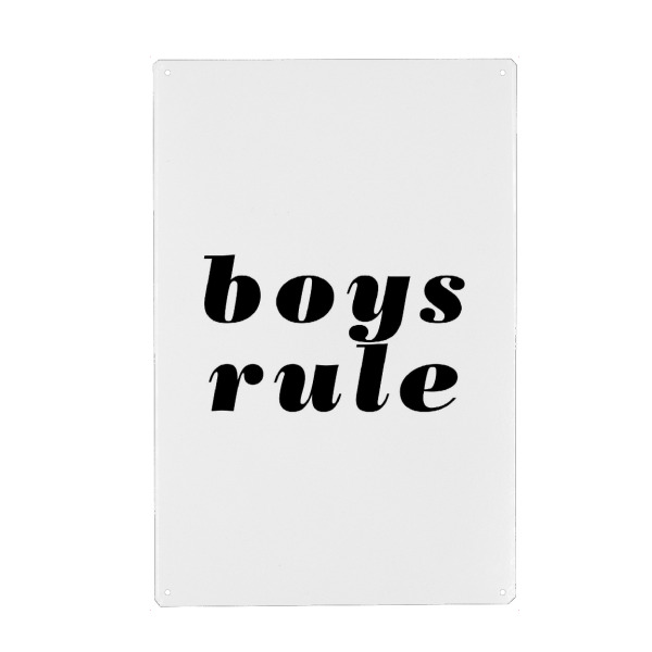 Metall Poster "Boys Rule" artboxONE - Typografie,Schwarzweiß,Lustig