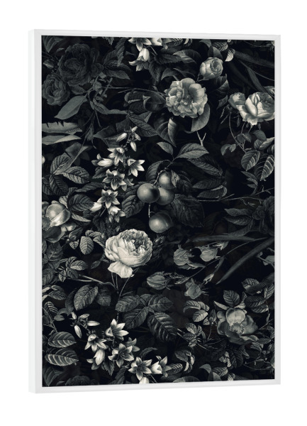 Poster mit weißem Rahmen "Black Forest III" artboxONE - Floral - Botanical,Tropical,Garden,Forest,Vintage,Retro,Dark,Black,Night