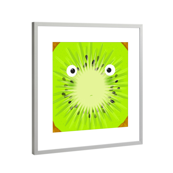 Poster mit Rahmen Silber "Fruit muzzle kiwi" artboxONE - Für Kinder,Essen & Trinken,Comic,Essen & Trinken / Obst & Gemüse