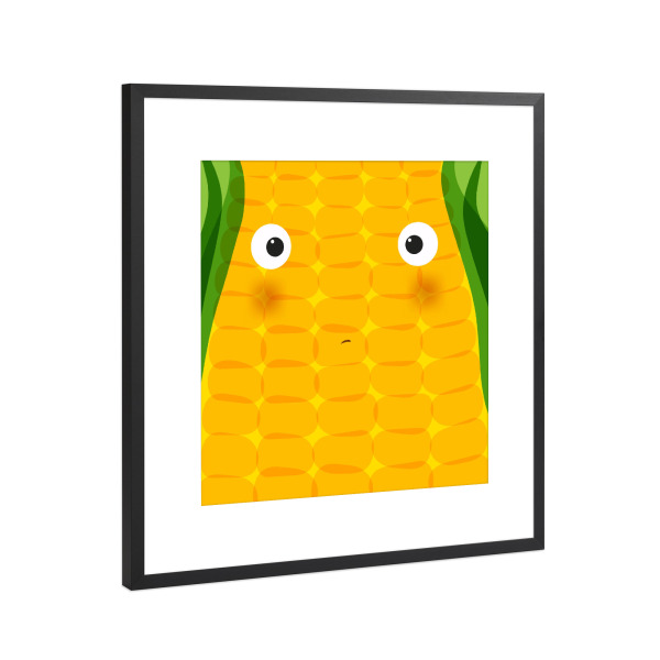 Poster mit Rahmen Schwarz (Metallic) "Vegetable muzzle corn" artboxONE - Für Kinder,Essen & Trinken,Comic,Essen & Trinken / Obst & Gemüse