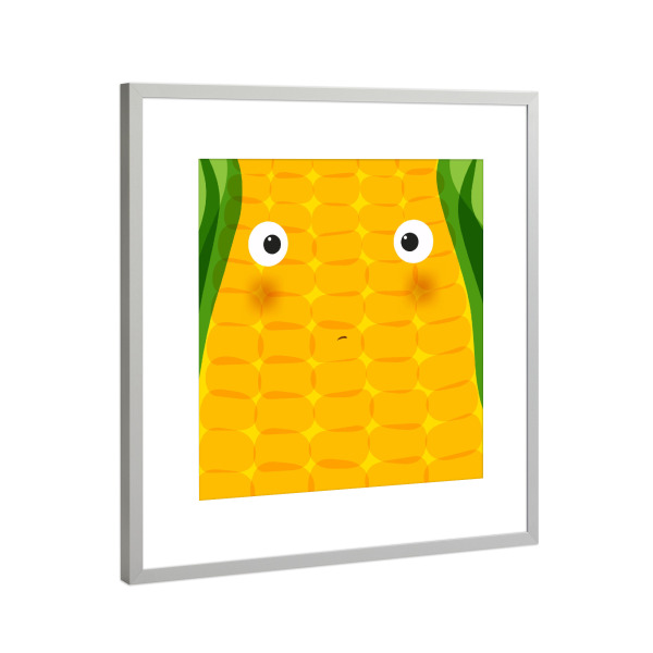 Poster mit Rahmen Silber "Vegetable muzzle corn" artboxONE - Für Kinder,Essen & Trinken,Comic,Essen & Trinken / Obst & Gemüse