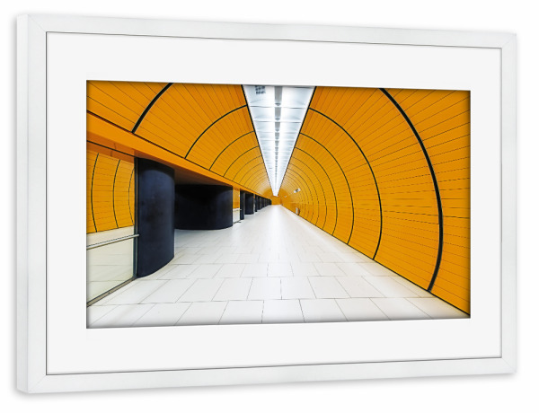 Poster mit Rahmen weiß "Marienplatz U-Bahn in München 01" artboxONE - Städte / München,Architektur - München,Ubahn,Marienplatz,Munich,Subway