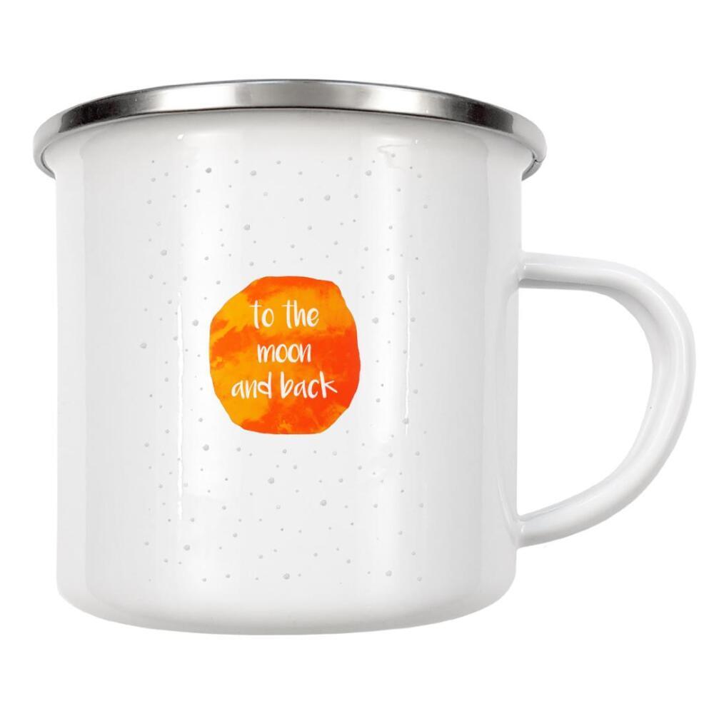 Emaille Tasse "To the moon" artboxONE - Typografie,Liebe - Typo,Brush,Lettering,Sprüche,Motivation,Pinsel,Texture,Watercolor,Caligraphy,Tinte,Love