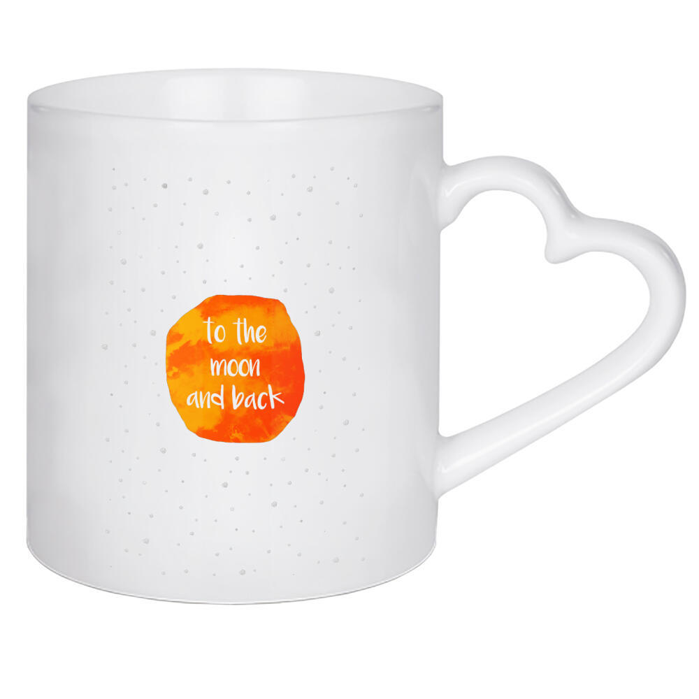 Herztasse "To the moon" artboxONE - Typografie,Liebe - Typo,Brush,Lettering,Sprüche,Motivation,Pinsel,Texture,Watercolor,Caligraphy,Tinte,Love