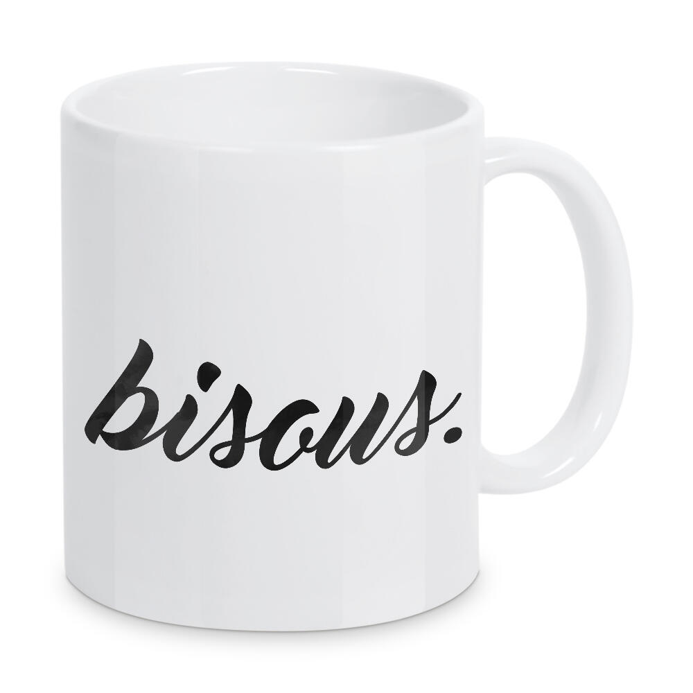 Tasse "Bisous" artboxONE - Typografie,Schwarzweiß,Liebe