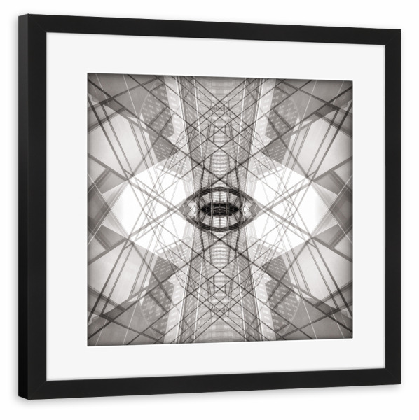 Poster mit Rahmen schwarz "Re.flection" artboxONE - Schwarzweiß,Architektur,Städte / Frankfurt