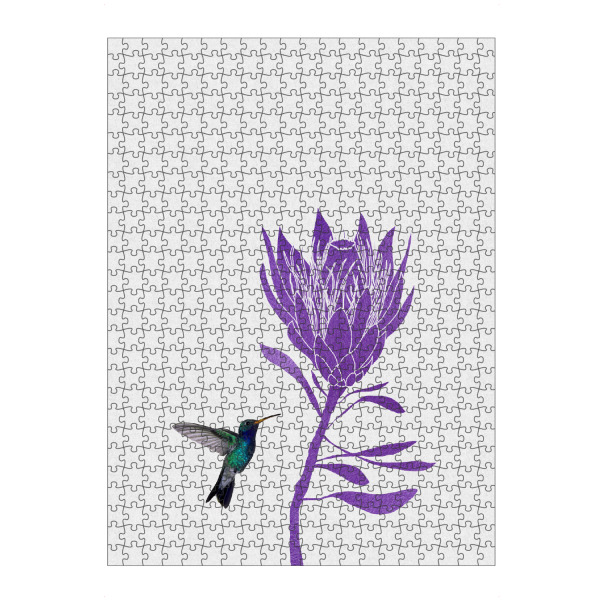 Puzzle Ravensburger "Hummingbird & Purple Flower II" artboxONE - Natur,Floral,Tiere,Abstrakt,Ultraviolet