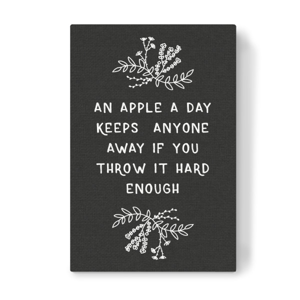 Leinwandbild "An Apple A Day BW" artboxONE - Typografie,Floral,Abstrakt,Schwarzweiß,Essen & Trinken / Obst & Gemüse,Lustig