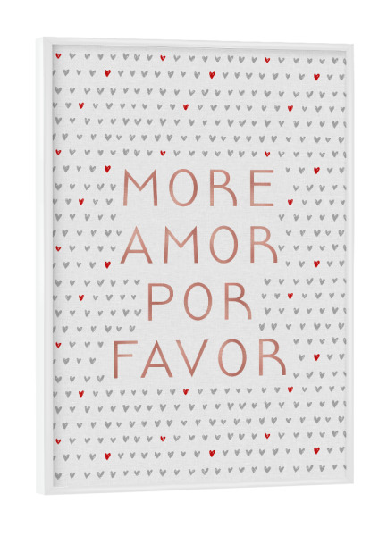 Poster mit weißem Rahmen "More Amor Rose Gold" artboxONE - Typografie,Liebe,Lustig