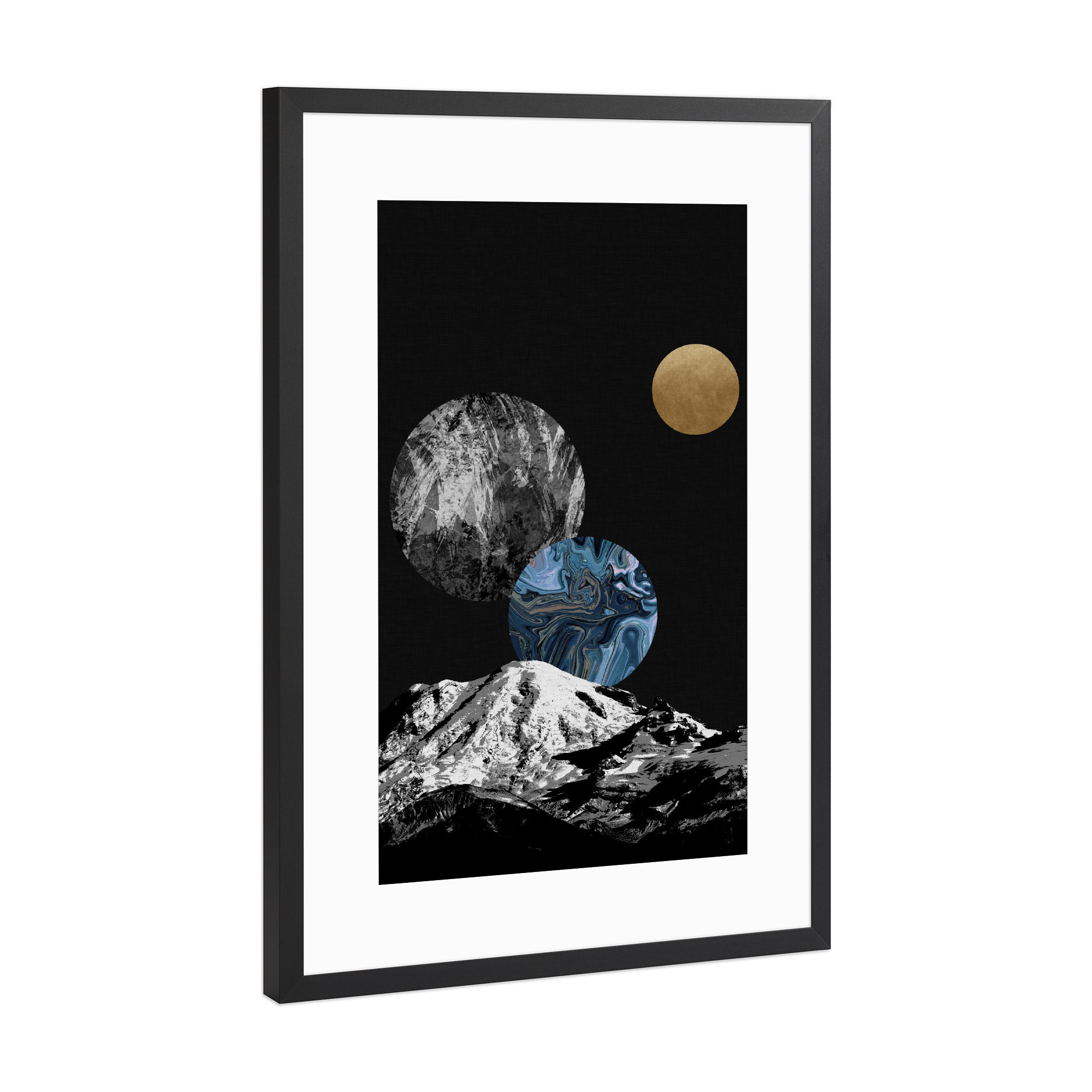 Poster mit Rahmen Schwarz (Metallic) "Space II" artboxONE - Natur,Abstrakt,Schwarzweiß,Marmor,Galaxy