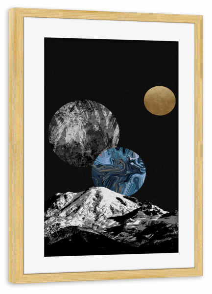 Poster mit Rahmen kiefer "Space II" artboxONE - Natur,Abstrakt,Schwarzweiß,Marmor,Galaxy