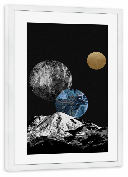 Poster mit Rahmen weiß "Space II" artboxONE - Natur,Abstrakt,Schwarzweiß,Marmor,Galaxy