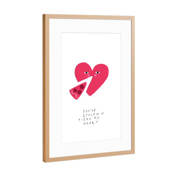Poster mit Rahmen Kupfer "A Pizza My Heart" artboxONE - Typografie,Essen & Trinken,Liebe,Lustig