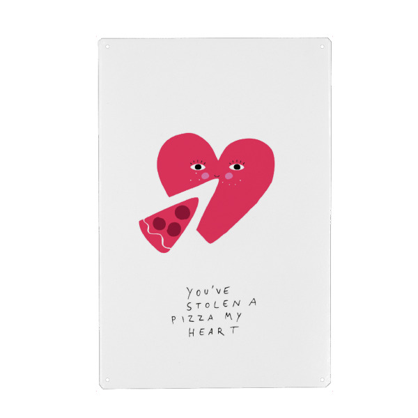 Holzbild "A Pizza My Heart" artboxONE - Typografie,Essen & Trinken,Liebe,Lustig