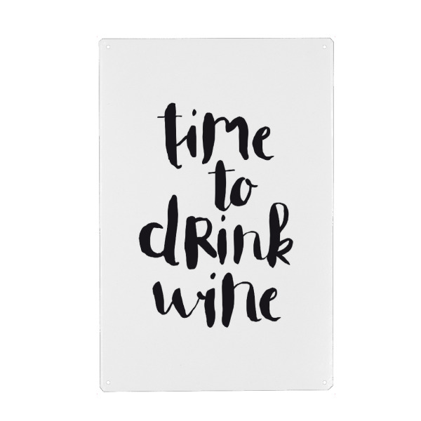 Metall Poster "Drink Wine" artboxONE - Essen & Trinken,Schwarzweiß,Essen & Trinken / Alkohol - Wine - Blechschild