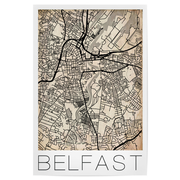 Poster "Retro Map of Belfast" artboxONE - Städte,Reise,Kartografie - Retro,Map,Belfast,Ireland,Vintage