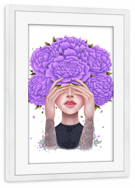 Poster mit Rahmen weiß "Ultraviolet beauty" artboxONE - Floral,Menschen,Fashion,Ultraviolet