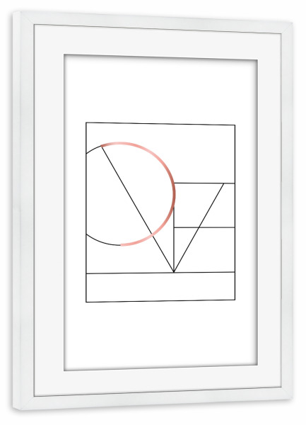 Poster mit Rahmen weiß "Love Geo" artboxONE - Typografie,Geometrie,Liebe - Liebe,Geometrie,Striche,Linie,Lines,Rosegold,Kreis,Circle
