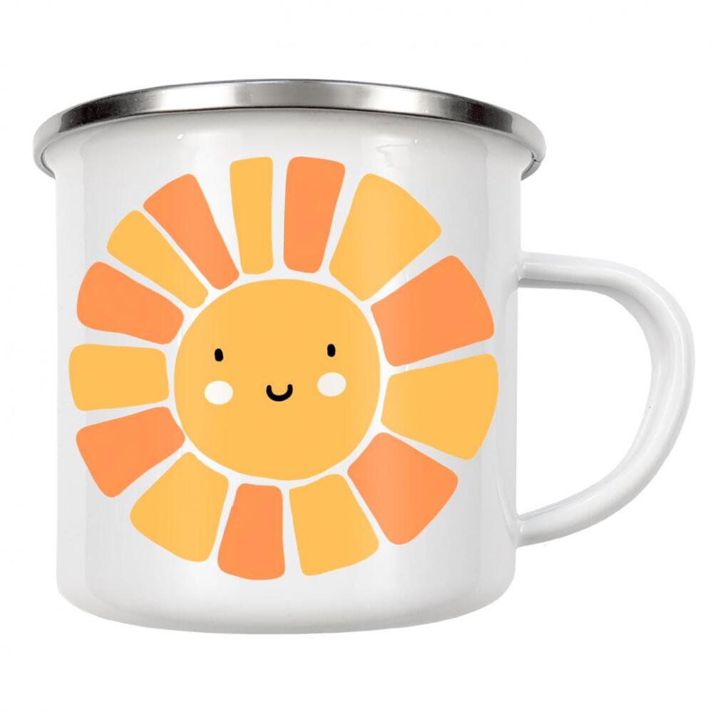 Emaille Tasse "Glückliche Sonne" artboxONE - Natur,Für Kinder,Geometrie