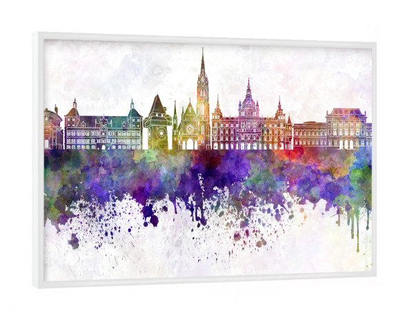 Poster mit weißem Rahmen "Graz skyline in watercolor" artboxONE - Städte,Reise,Abstrakt,Architektur