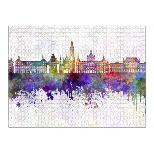 Puzzle Ravensburger "Graz skyline in watercolor" artboxONE - Städte,Reise,Abstrakt,Architektur