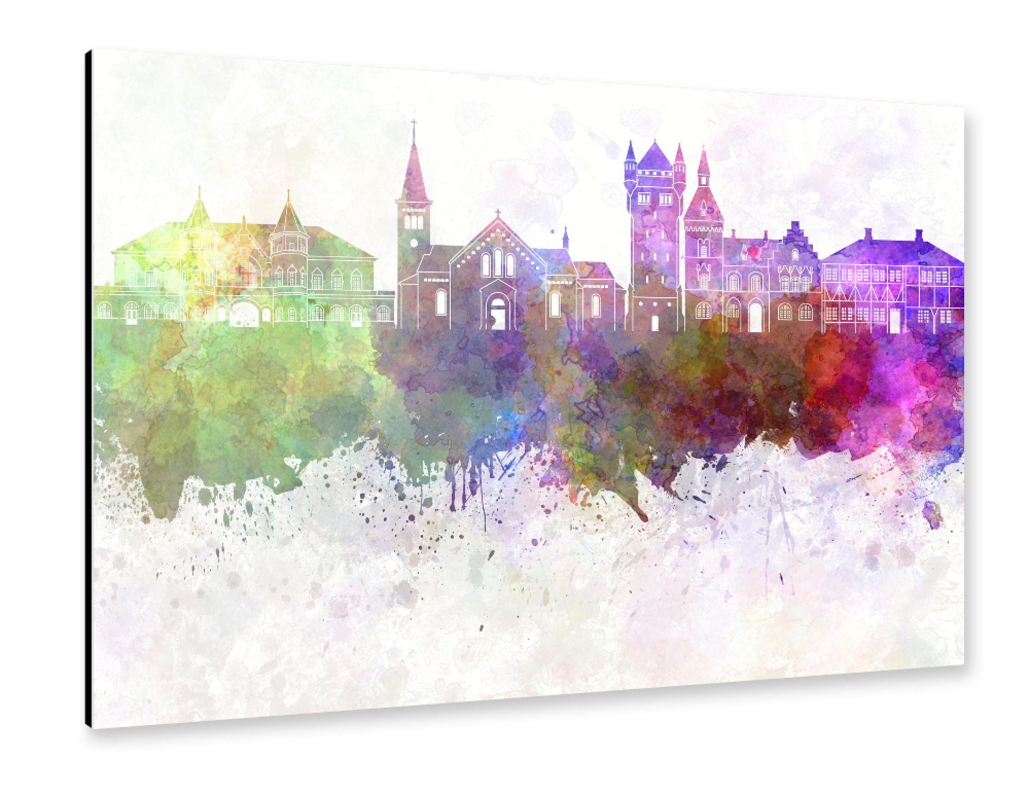 Alu-Dibond "Esbjerg skyline in watercolor" 75x50 cm artboxONE