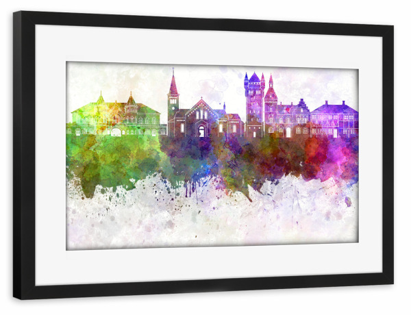 Poster mit Rahmen schwarz "Esbjerg skyline in watercolor" artboxONE - Städte,Reise,Abstrakt,Architektur