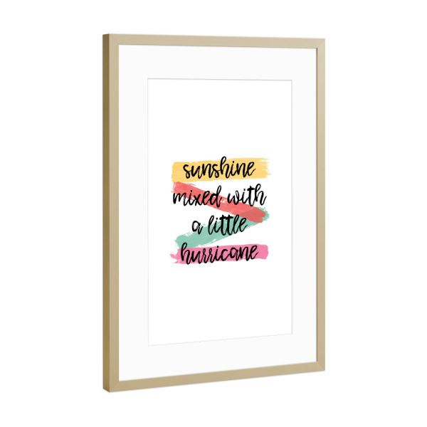 Poster mit Rahmen Gold "Sunshine Mixed" artboxONE - Typografie