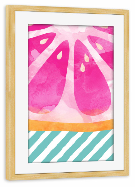 Poster mit Rahmen kiefer "Pink Grapefruit Abstract" artboxONE - Essen & Trinken,Essen & Trinken / Obst & Gemüse