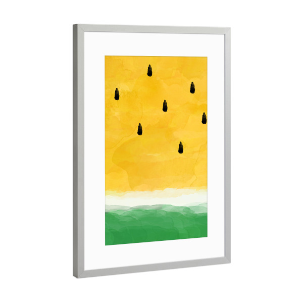 Poster mit Rahmen Silber "Yellow Watermelon Abstract" artboxONE - Essen & Trinken,Abstrakt,Essen & Trinken / Obst & Gemüse