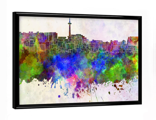 Poster mit schwarzem Rahmen "Kyoto skyline in watercolor" artboxONE - Städte,Reise,Abstrakt,Architektur