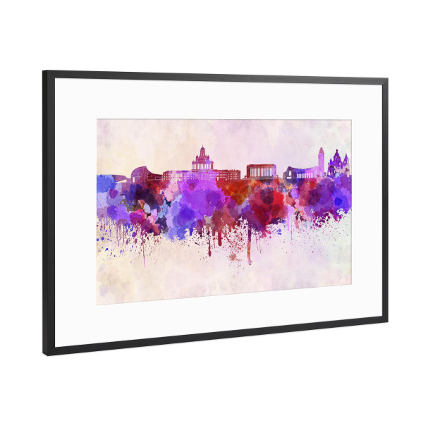 Poster mit Rahmen Schwarz (Metallic) "Helsinki skyline in watercolor" artboxONE - Städte,Reise,Abstrakt,Architektur