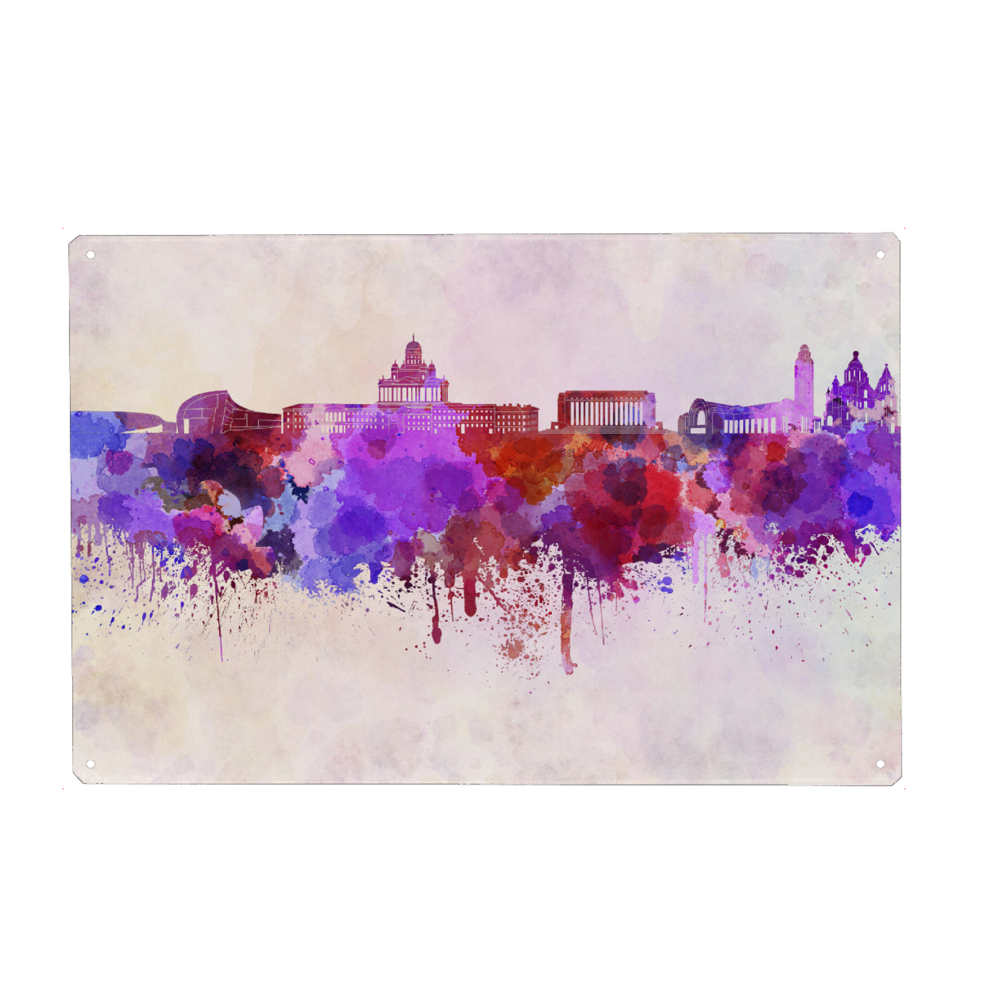 Metall Poster "Helsinki skyline in watercolor" artboxONE - Städte,Reise,Abstrakt,Architektur