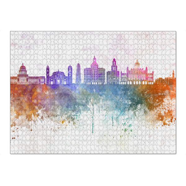 Puzzle Ravensburger "Havana skyline in watercolor 2" artboxONE - Städte,Reise,Abstrakt,Architektur