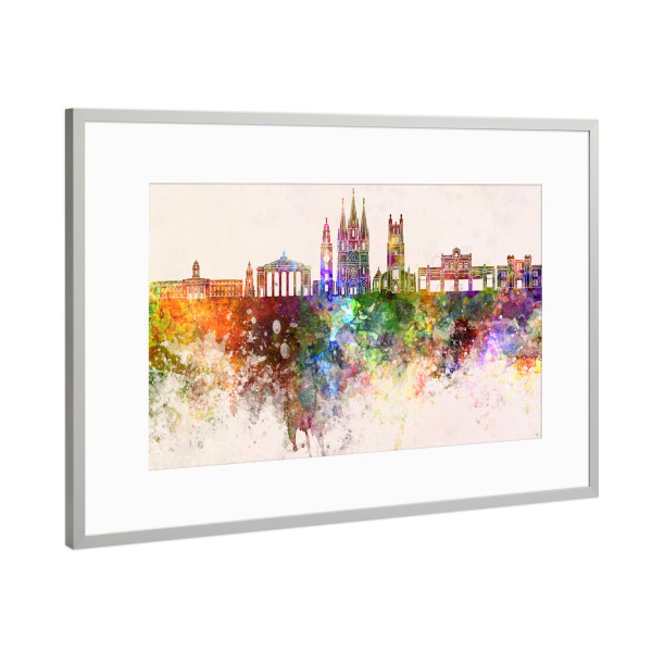 Poster mit Rahmen Silber "Cork skyline in watercolor" artboxONE - Städte,Reise,Abstrakt,Architektur