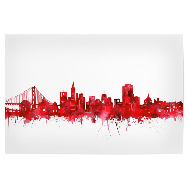 Poster 30x20 cm "San francisco skyline red" artboxONE - Städte,Reise,Städte / San Francisco