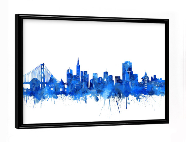Poster mit schwarzem Rahmen "San francisco skyline bue" artboxONE - Städte,Reise,Städte / San Francisco
