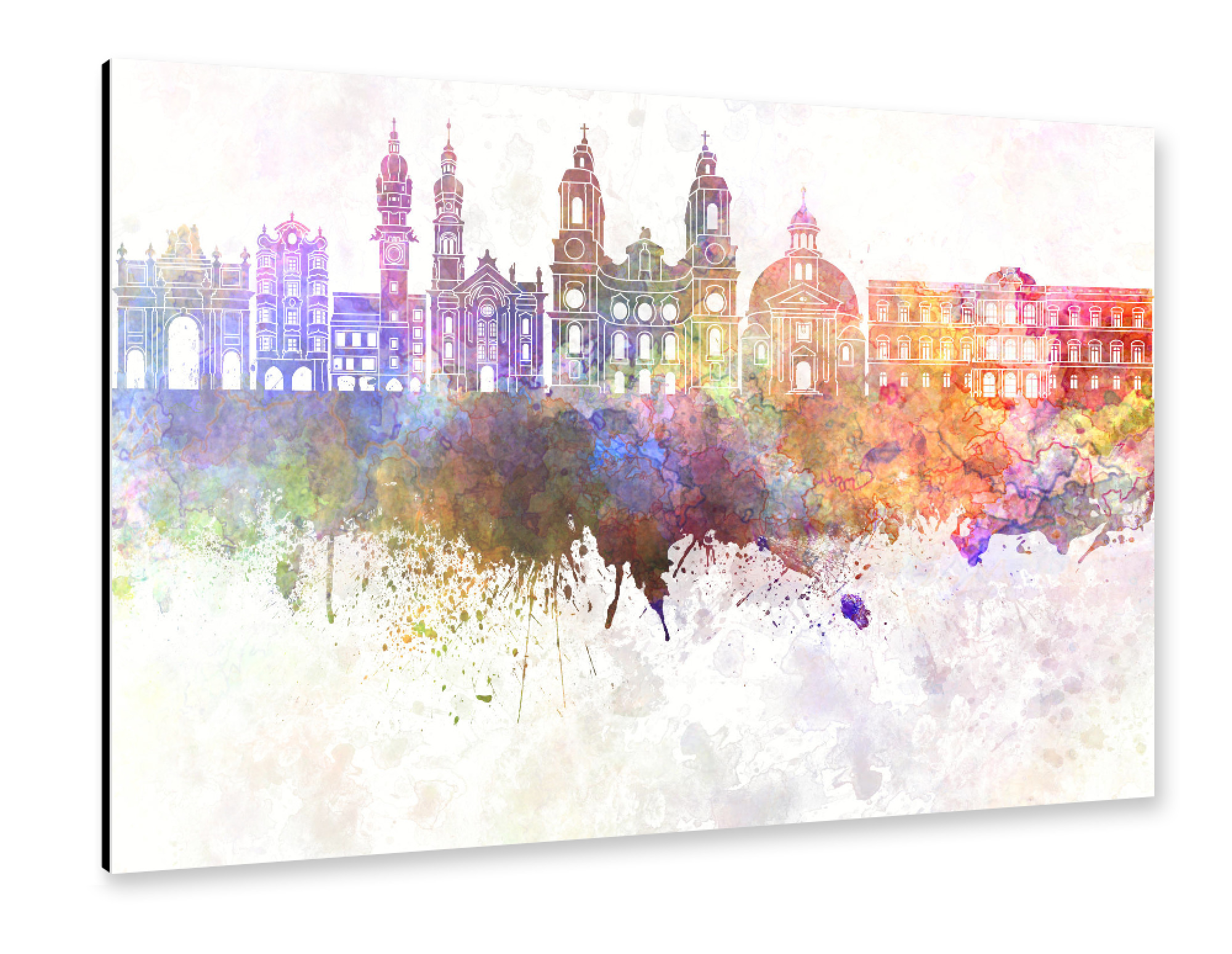 Alu-Dibond "Innsbruck skyline in watercolor" 30x20 cm artboxONE