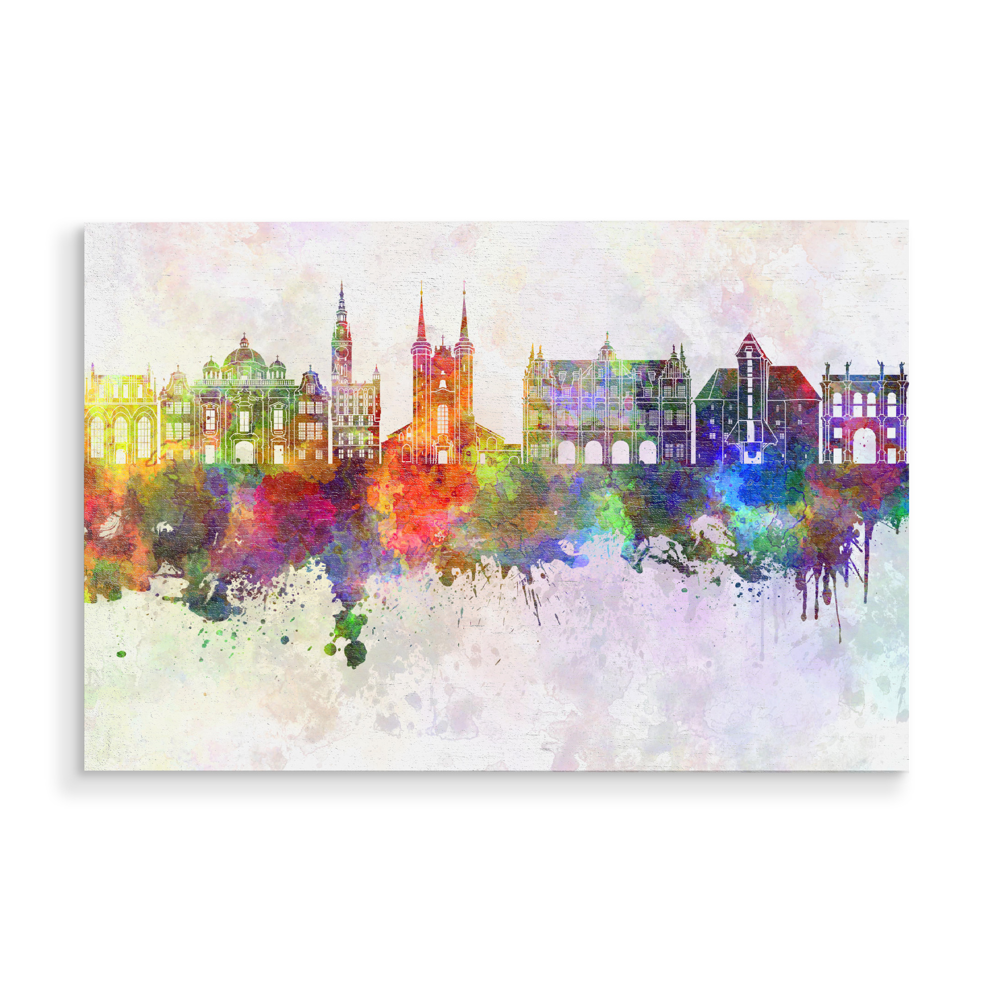 Holzbild "Gdansk skyline watercolor" artboxONE - Städte,Reise,Abstrakt,Architektur