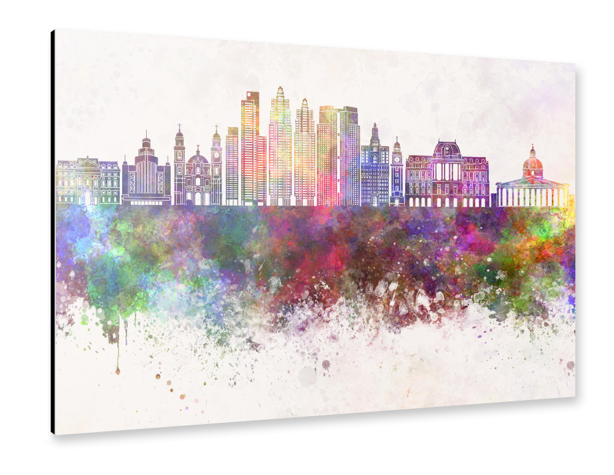 Alu-Dibond "Buenos Aires skyline in watercolor 2" 75x50 cm artboxONE