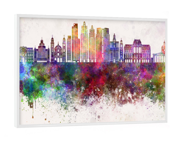 Poster mit weißem Rahmen "Buenos Aires skyline in watercolor 2" artboxONE - Städte,Reise,Abstrakt,Architektur
