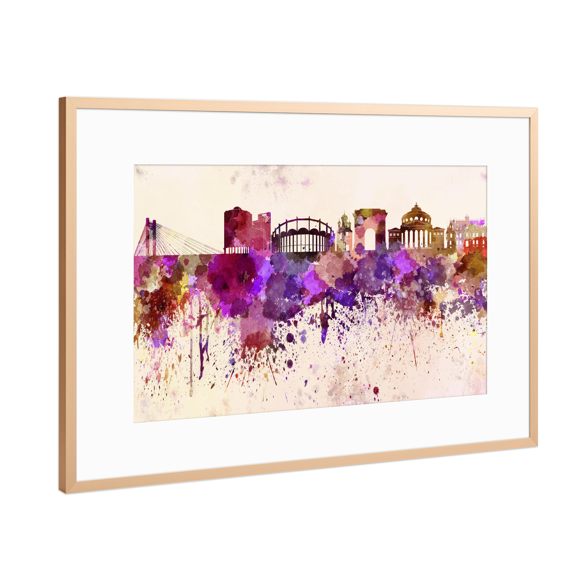 Poster mit Rahmen Kupfer "Bucharest skyline in watercolor" artboxONE - Reise,Abstrakt,Architektur,Städte / Budapest