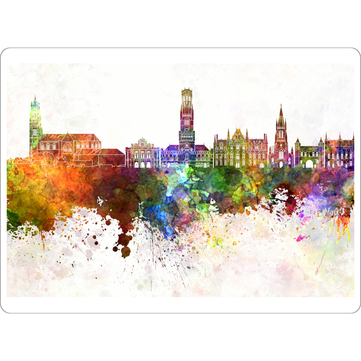 Tischset "Bruges skyline in watercolor" artboxONE - Städte,Reise,Abstrakt,Architektur