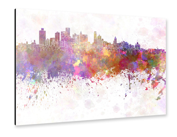 Alu-Dibond "Brooklyn skyline in watercolor" 30x20 cm artboxONE