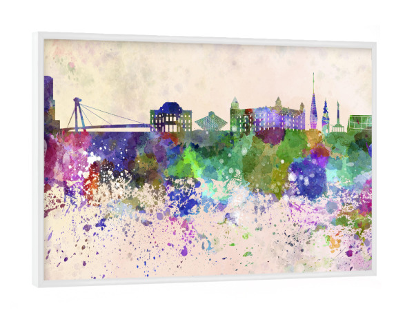 Poster mit weißem Rahmen "Bratislava skyline in watercolor" artboxONE - Städte,Reise,Abstrakt,Architektur