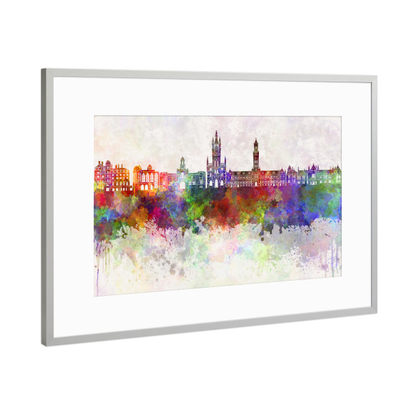 Poster mit Rahmen Silber "Bradford skyline in watercolor" artboxONE - Städte,Reise,Abstrakt,Architektur