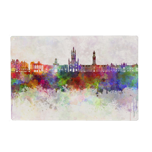 Holzbild "Bradford skyline in watercolor" artboxONE - Städte,Reise,Abstrakt,Architektur