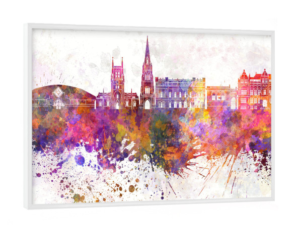 Poster mit weißem Rahmen "Blackburn skyline in watercolor" artboxONE - Städte,Reise,Abstrakt,Architektur