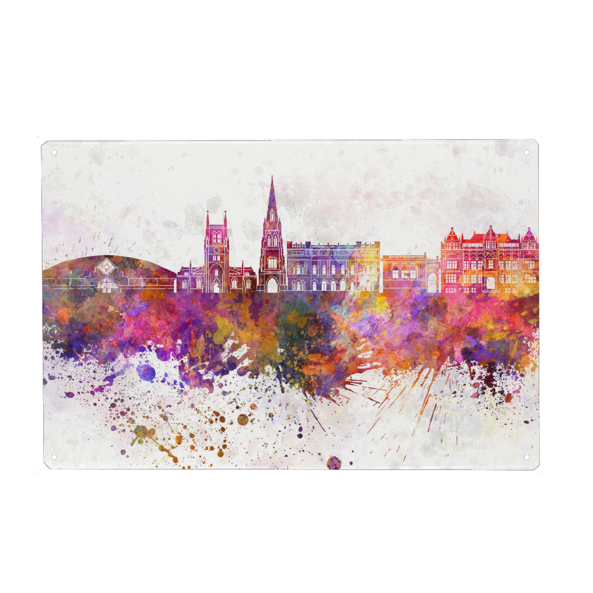 Metall Poster "Blackburn skyline in watercolor" artboxONE - Städte,Reise,Abstrakt,Architektur