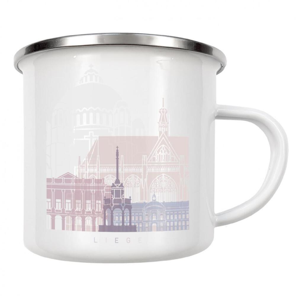 Emaille Tasse "LÜTTICH SKYLINE PASTELL" artboxONE - Städte,Architektur
